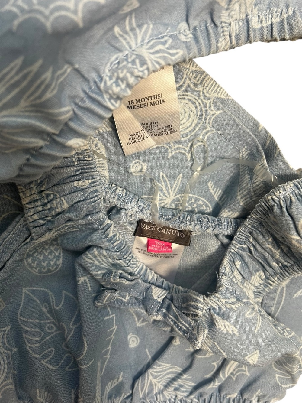 Vince Camuto Baby Girl Blue Tropical Palm Leaf Dress Bloomers Set 18M NWOT - Picture 3 of 5
